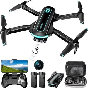Drone with Camera, Drones for Adults and Beginners, 1080P HD FPV Foldable Mini Drones for Kids, with 2 Batteries, Carrying Case, Trajectory Flight, Gravity Control, One-Key Takeoff/Landing, 360° Flip, Toys for Gift