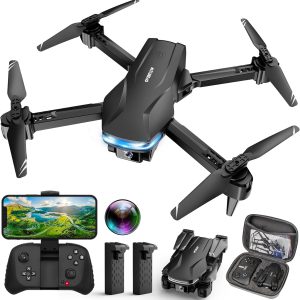 Drone with Camera 1080P HD FPV Foldable Drone for Beginners and Kids, Quadcopter with Voice Gesture Control with Carrying Case, One Key Take Off/Land, Optical Flow Positioning, 360° Flip, Waypoint Fly